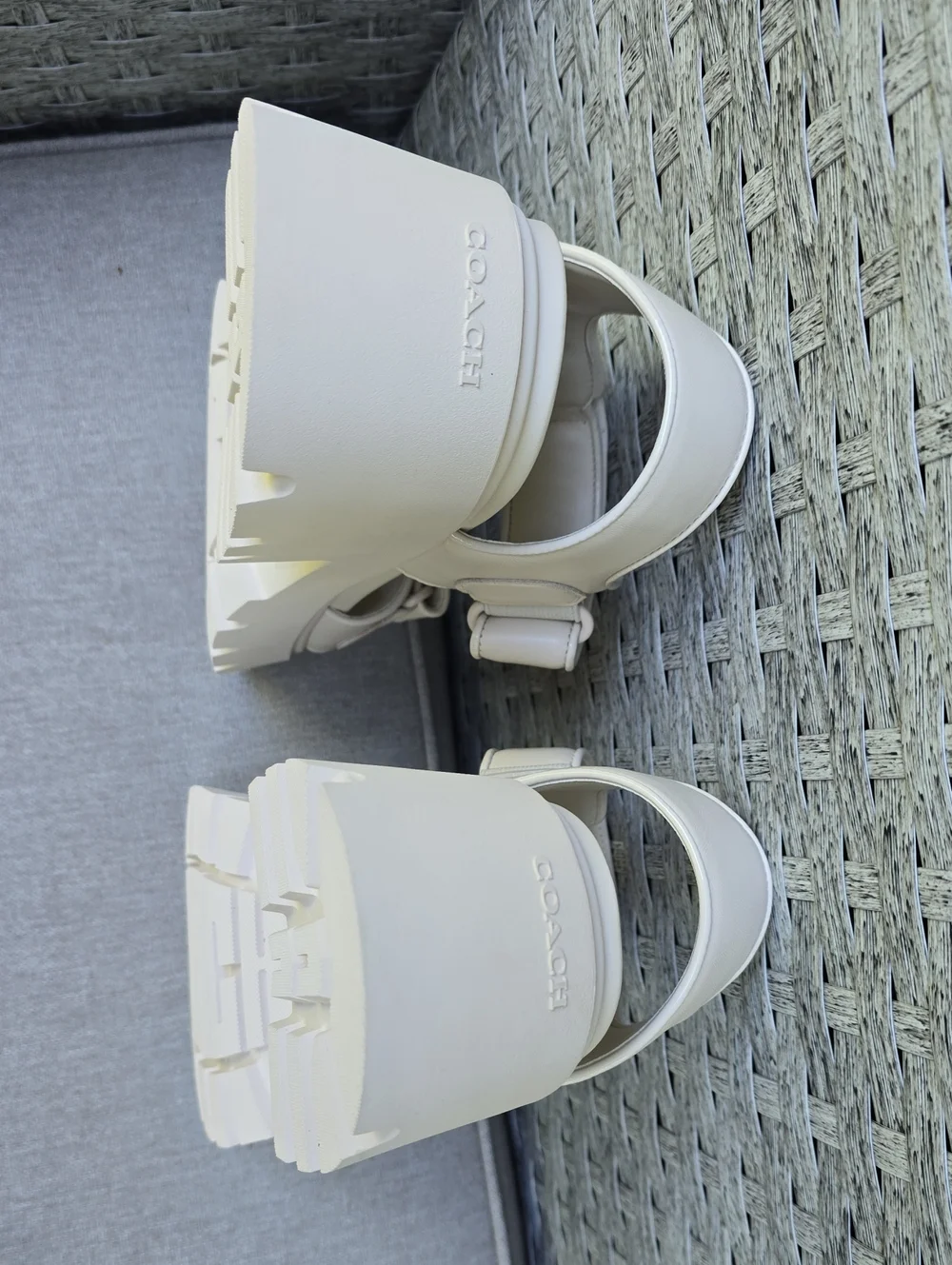 COACH Platform Chunky Sandals in Cream